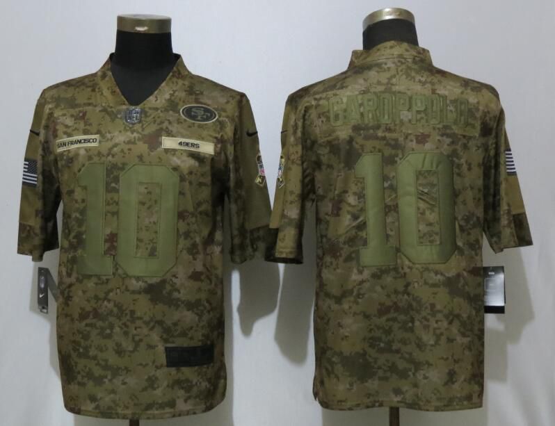 Men San Francisco 49ers #10 Garoppolo Nike Camo Salute to Service Limited NFL Jerseys